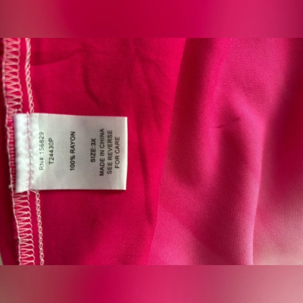NWOT WHITE BIRTH RASPBERRY SORBET OMBRÉ LOOSE FIT TANK, RAW/FRAYED EDGE, 3X